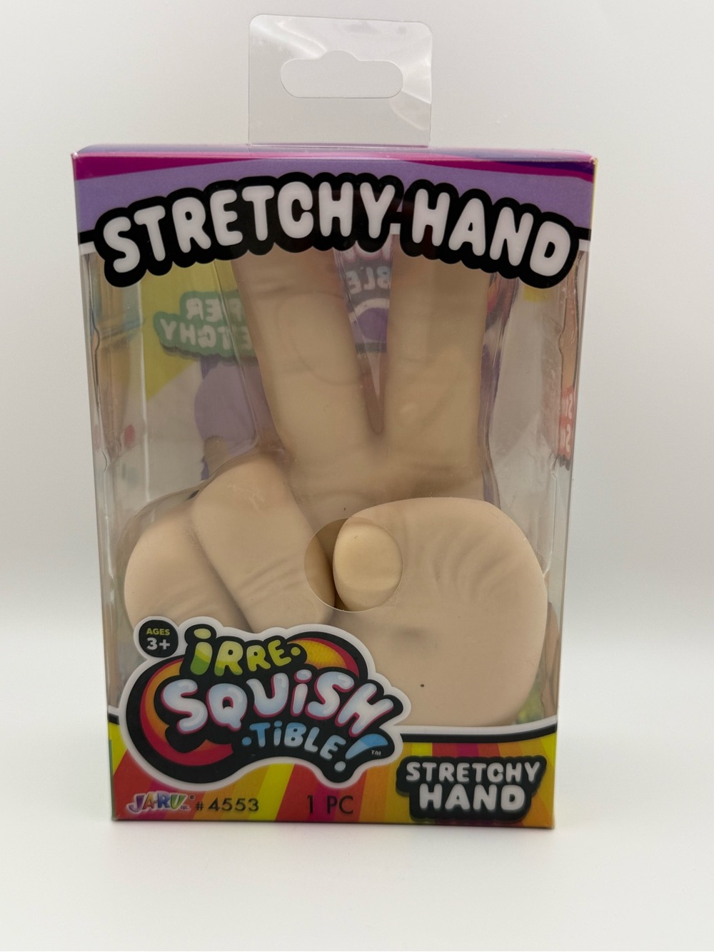 Stretchy Hand Squishy Toy - Beige with a sand crunch texture
